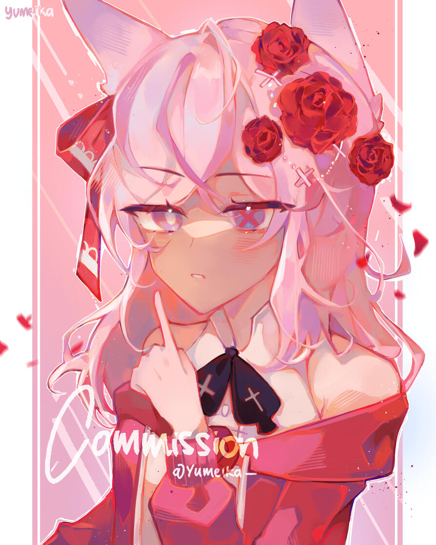 P: bust up, pattern bg